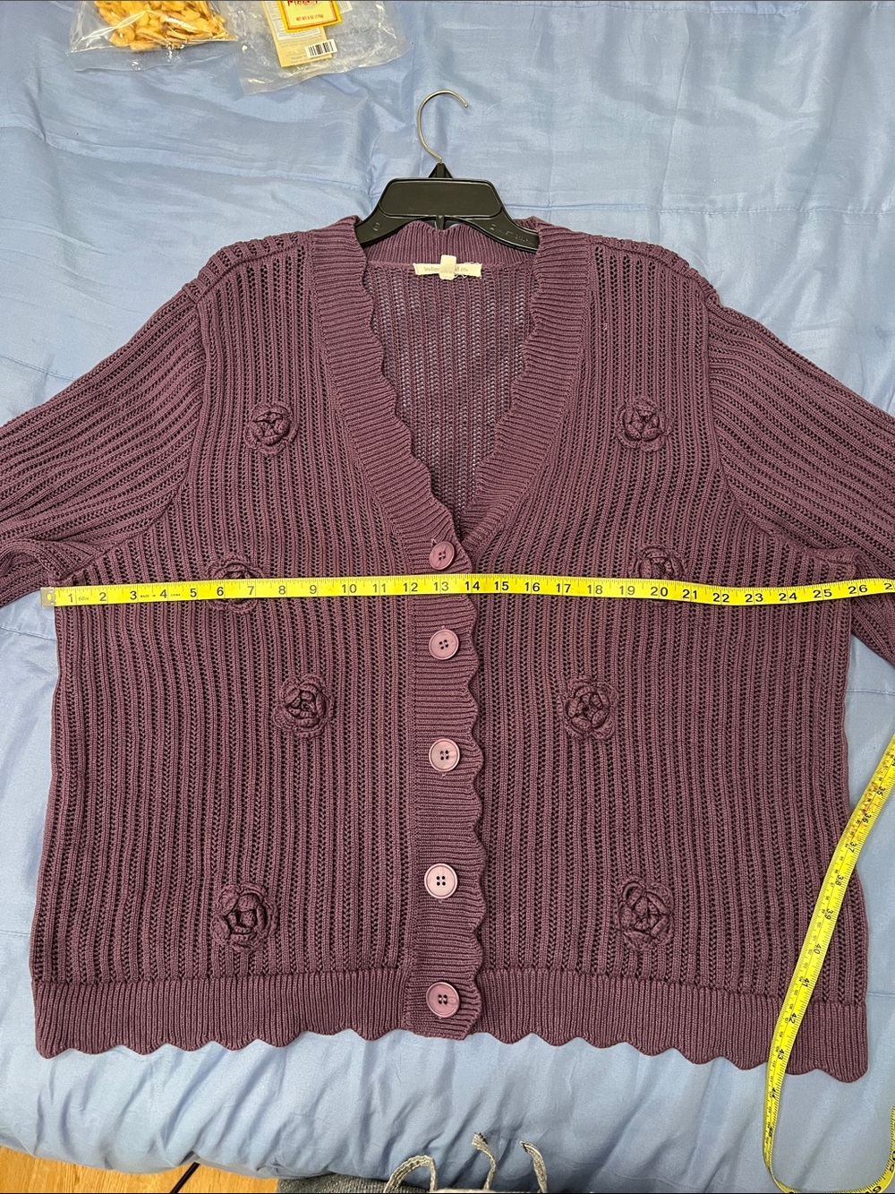 Indigo Thread Co. Purple Women's Button-Front Knit Cardigan Sweater - Picture 9 of 9
